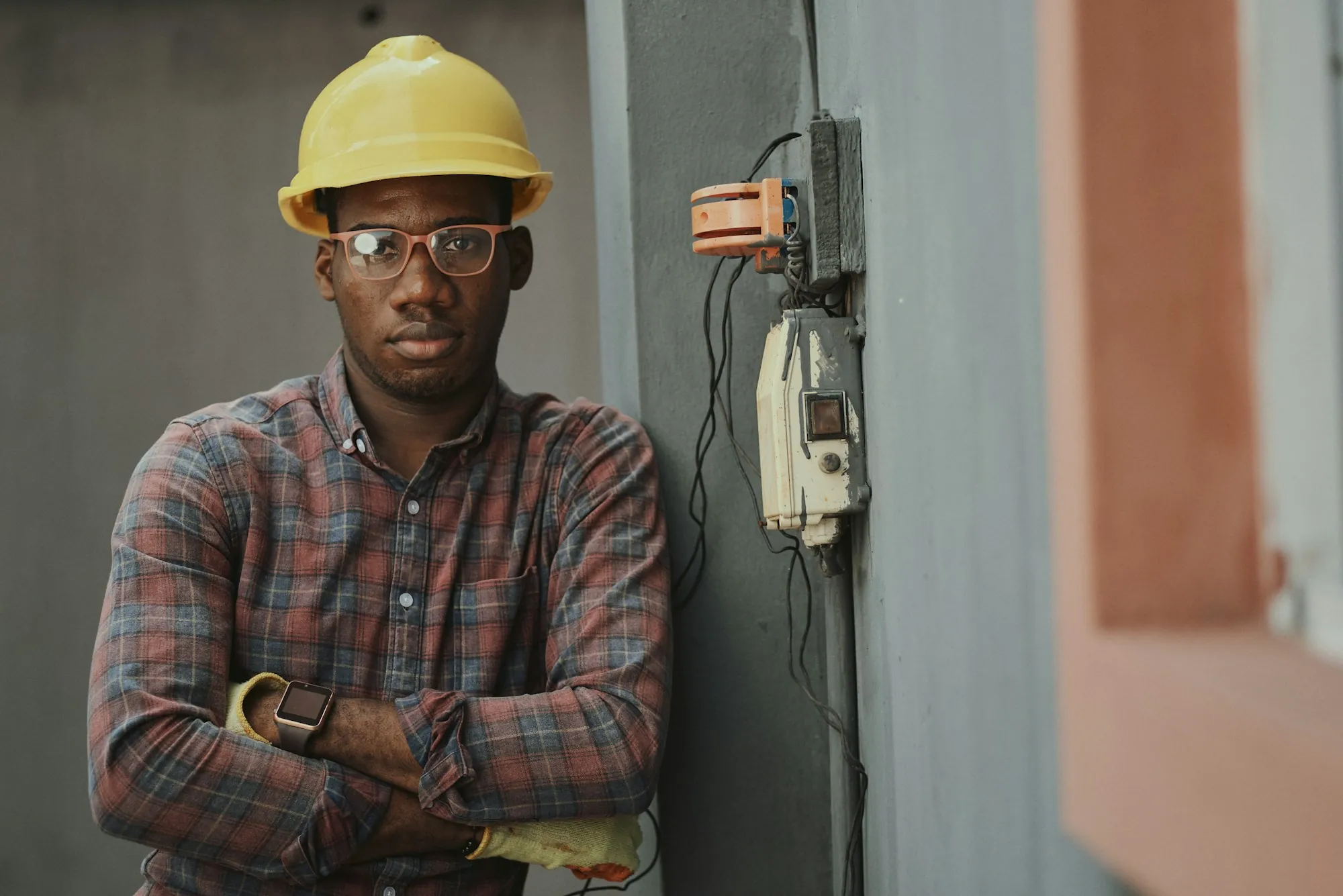 Electrician at work on a home electrical panel